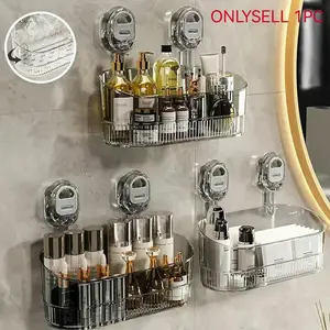 No Drill Bathroom Suction Storage Box, Bathroom Organizer Supplies, Upgraded Large Capacity & Strong Load-Bearing, Shower Rack Kitchen Organizer, Holder, Shower Caddy