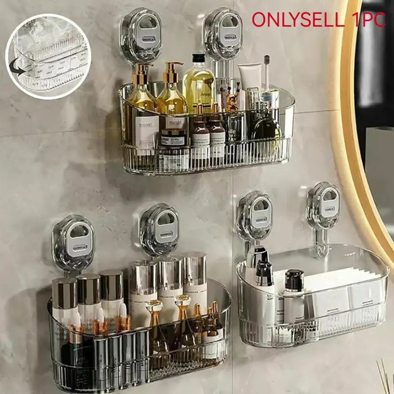No Drill Bathroom Suction Storage Box, Bathroom Organizer Supplies, Bathroom Organization, Upgraded Large Capacity & Strong Load-Bearing, Shower Rack Kitchen Organizer, Holder, Shower Caddy