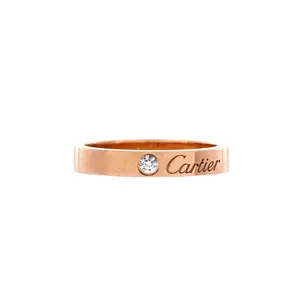 Pre-owned Cartier C de Cartier Wedding Band Ring 18K Rose Gold with Diamond by Rebag