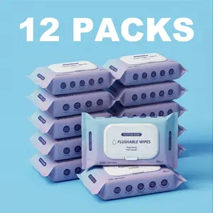 Cotton Deer Flushable Toilet Wet Wipes, XL Gentle Wet Wipes for Private & Everyday Care, Septic Safe for Home & Travel Toilet