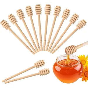 24 Pack Wooden  Sticks, 6.3 Inch Stirrer Stick for Honey Jar Dispense Drizzle and Wedding Party