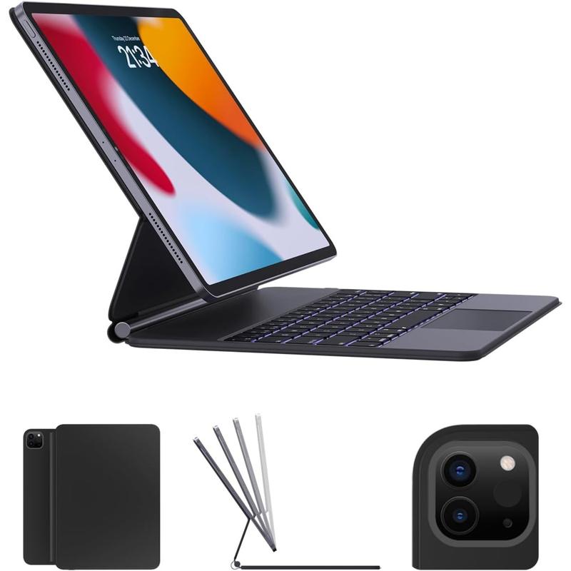 Keyboard Case for 2024 iPad Air 13(M2) and iPad Pro 12.9 (6th/5th/4th/3rd Gen), Magnetic Floating Wireless Backlit Rechargeable Bluetooth Keyboard with Multi-Touch Trackpa Tablet Adjustable