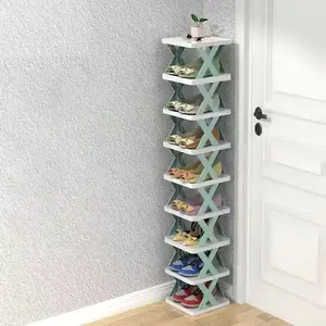 9Tier Narrow Entryway Shoe Rack Free Standing Vertical Shoe Organizer Plastic Shoes Storage Shelf Closet Hallway