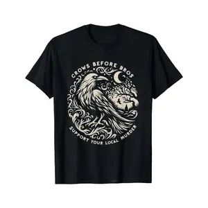 Support Your Local Murder Crows Before Bros Funny Black Cotton T-Shirt S-5XL