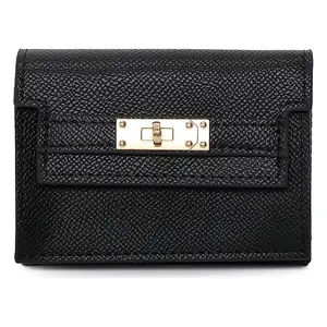 Women's wallet with leather small credit card holder. Women's wallet with a folding design. Compact women's credit card holder. Organized women's credit card case.