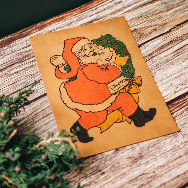 Spitfire Girl Santa Wood Postcard