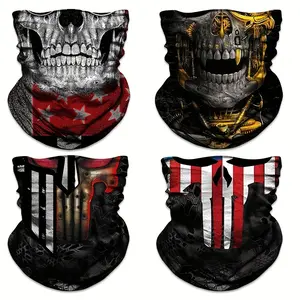 1 Piece Seamless UV Protection Neck Gaiter - Skull and Flag Design, Windproof, Sweat-Absorbent, Quick-Dry Scarf, Suitable for Motorcycle, Cycling, Running, and Outdoor Adventure, Running Scarf | Bold Pattern Scarf | Windproof Neck Warmer tube  mask