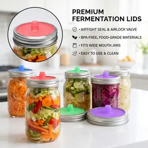 For Home Fermentation, Pickle & Kombucha Making, Fermentation Sealing Solution, Mason Jar Fermentation Lids, Sealed Leak-proof with Pour Spout, Effortlessly Handle Home Fermented Food Making, 5 Pack