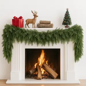 2PCS 6FT Cedar Garland – Realistic Thick Green Christmas Garland for Mantle, Fireplace, Doorway, and Holiday Decor