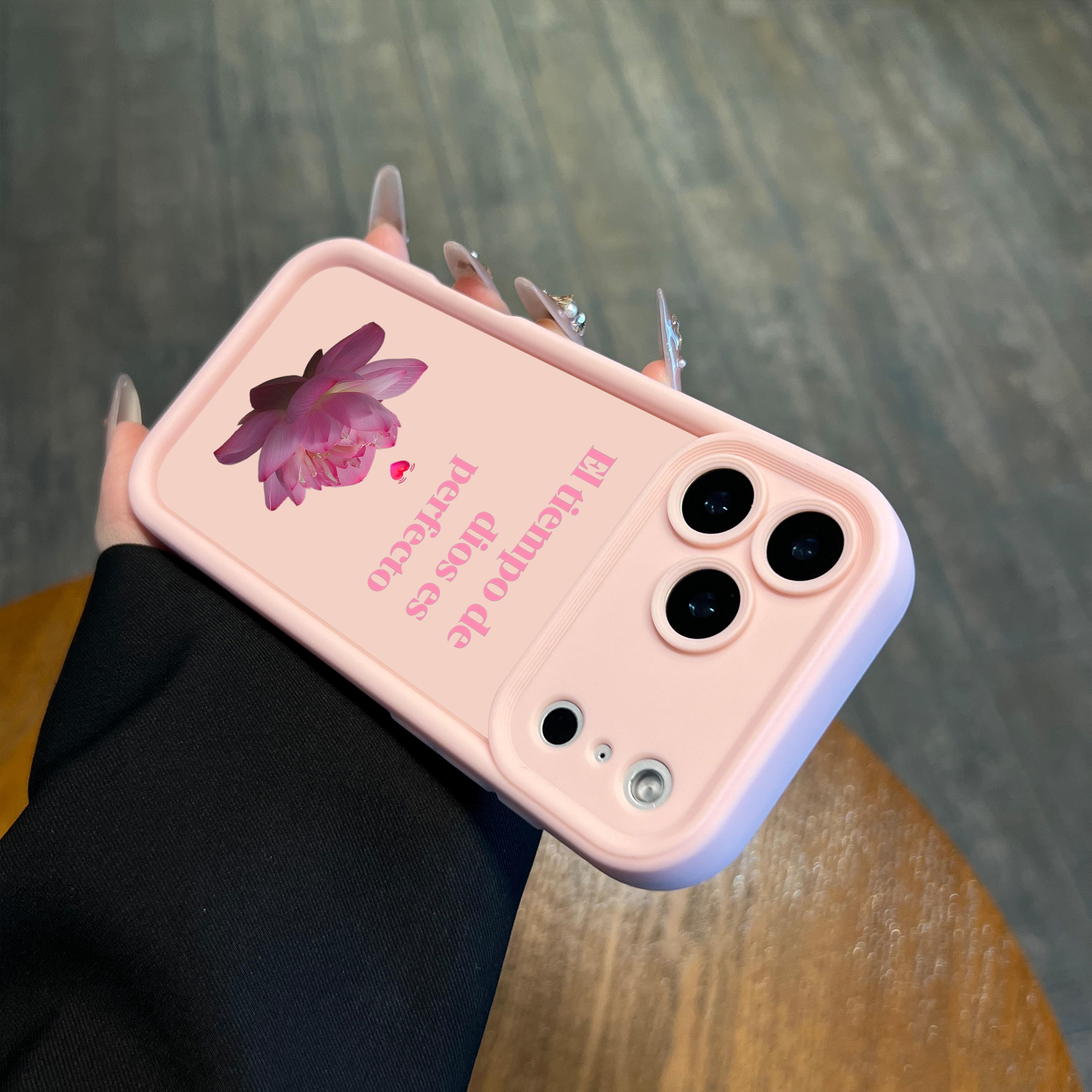 Elegant Lotus Design Lanyard Phone Shell El Tiempo De Dios Es Perfecto for iPhone Samsung 17Pro Max Air 16 15Plus 14 13 12 11 XR XS Galaxy S25 S24 S23 S22 A71 A56 A55 A54 A53 A52 Luxury Matte Texture Religious Birthday Gift For Her .NN131