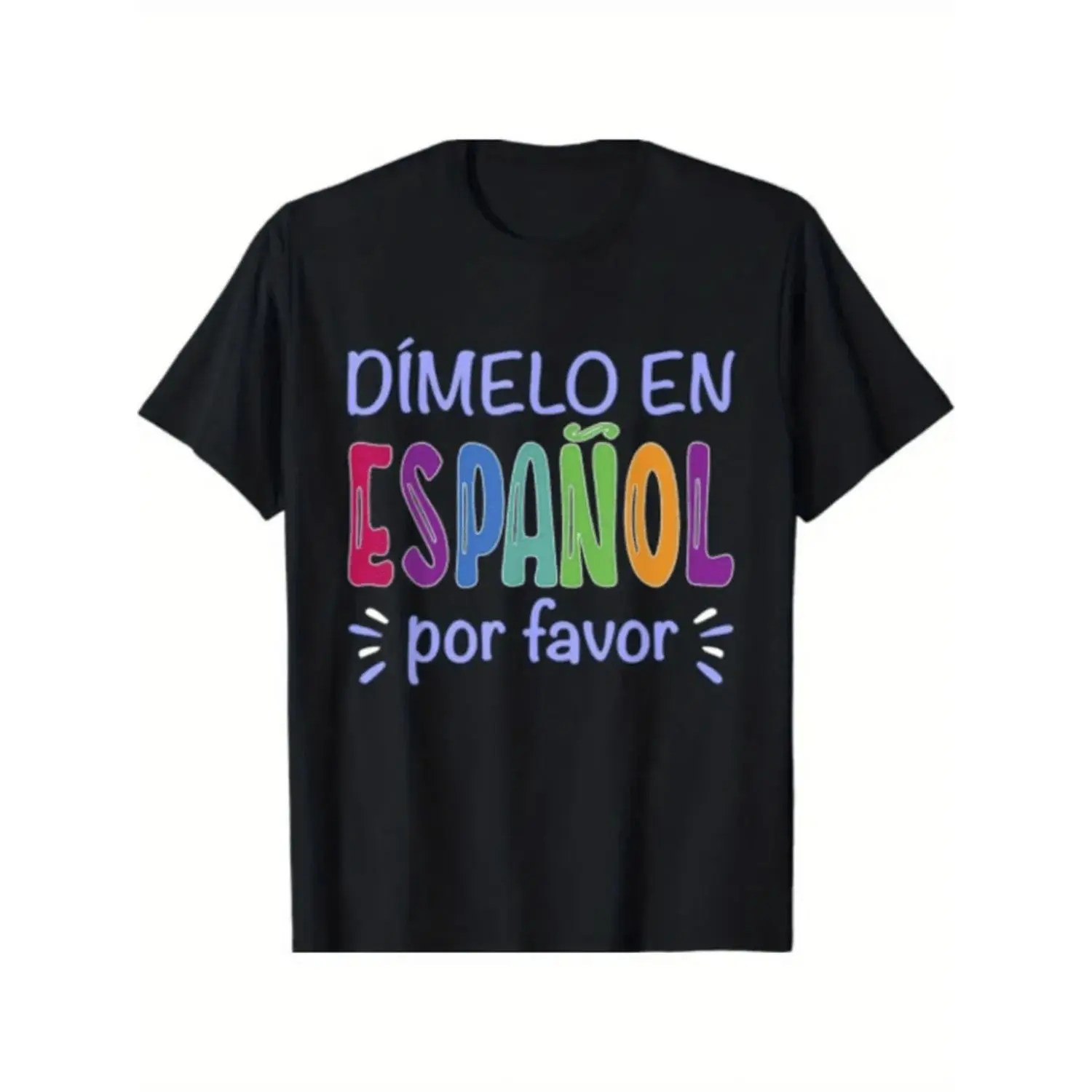 Women's 100% Cotton Relaxed-Fit Short-Sleeve Tshirt, Round Neck, Black Spanish Phrase Graphic Print, Breathable Streetwear, Casual Everyday Wear, Machine Washable, All-Season Top, All Seasons, Crew Neck, Spanish Quote, Breathable Cotton, Shortsleeve