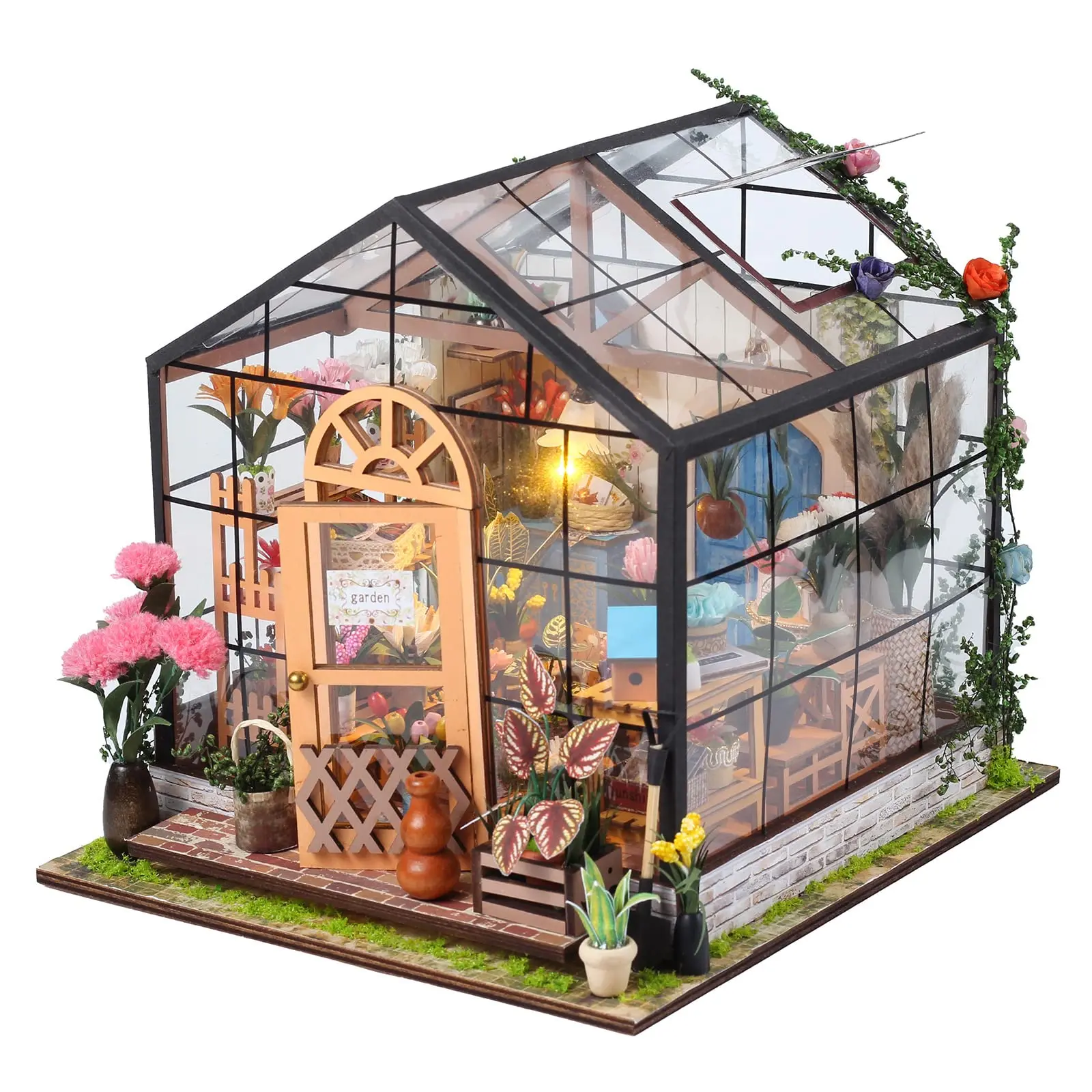 DIY Wooden Book Nook Kit, Creative Building Block, Wood Blocks, 1 Set 3D Wooden Garden Design Puzzle, 3D Desktop Decoration Ornament, DIY Model Kit for Bookshelf Decoration