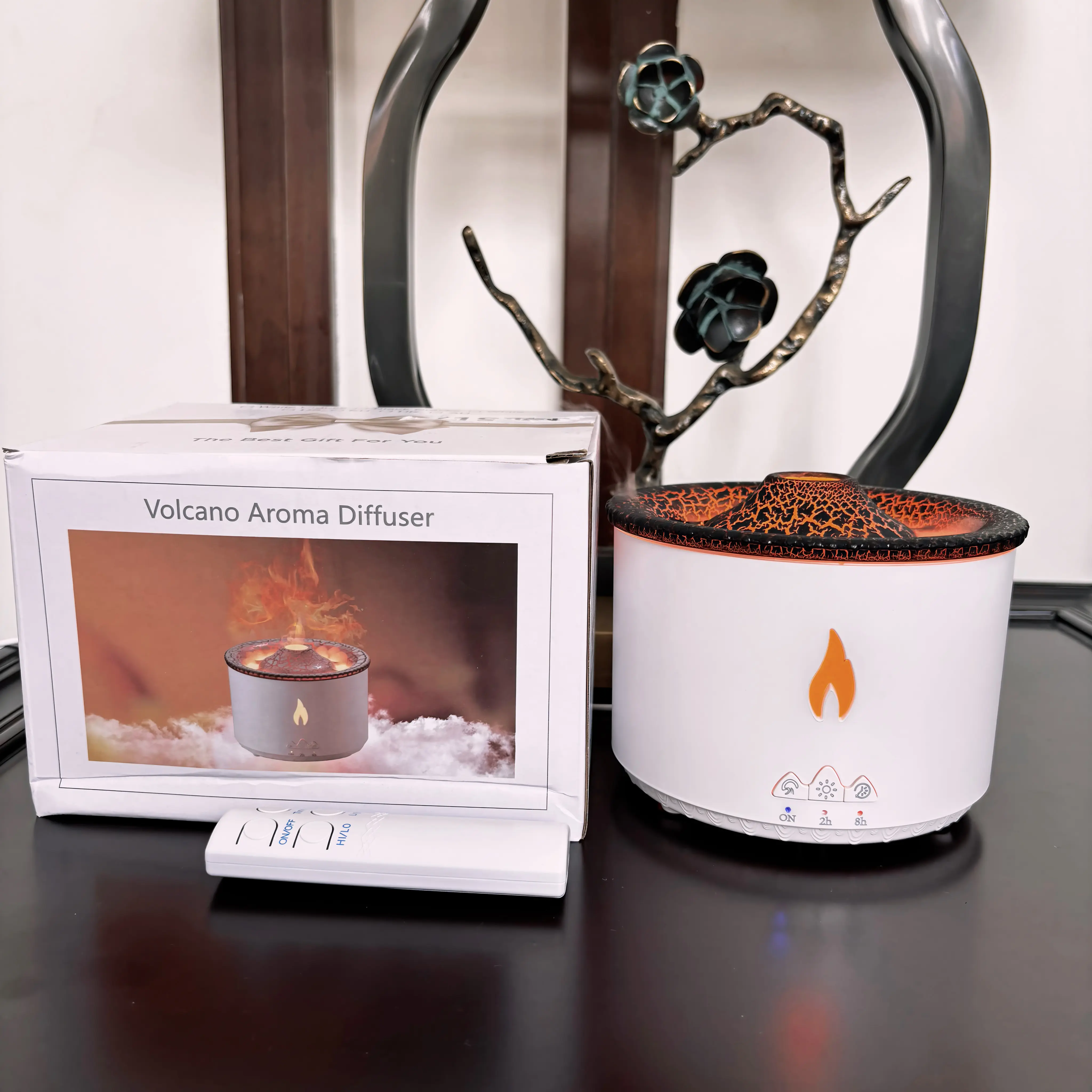 Volcano Glow Aroma Diffuser — Ultrasonic Mist Humidifier with Warm Ambient Lights & Jellyfish Mist Effect, Remote Control, Quiet Operation, Perfect for Bedrooms & Living Rooms, Great for Personal Home Use, Birthday & Christmas Gifts