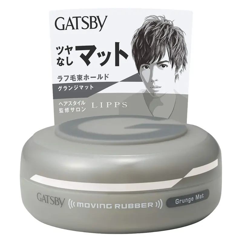 Gatsby Moving Rubber Grunge Mat 80g Styling Gel - Strong & Natural Hold, 24 Months Shelf Life, Fragrance/Fragrance-Free, Normal Hair, Microcrystalline & Candelilla Wax, Matte Finish, Refreshing Water-Based, Mineral Oil-Free, Adults Daily Use, Single Pack