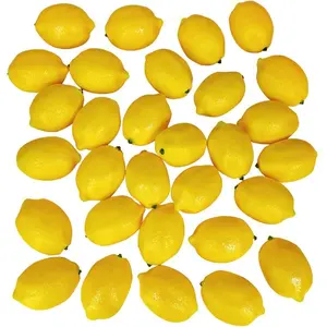 30 Pack Faux Yellow Lemons Artificial Fruits Fake Lemons Lifelike Simulation for Lemonade Party Kitchen Table Summer Decorations Vase Fillers Fruit Bowl Lemon Wreath Garland Photography Props