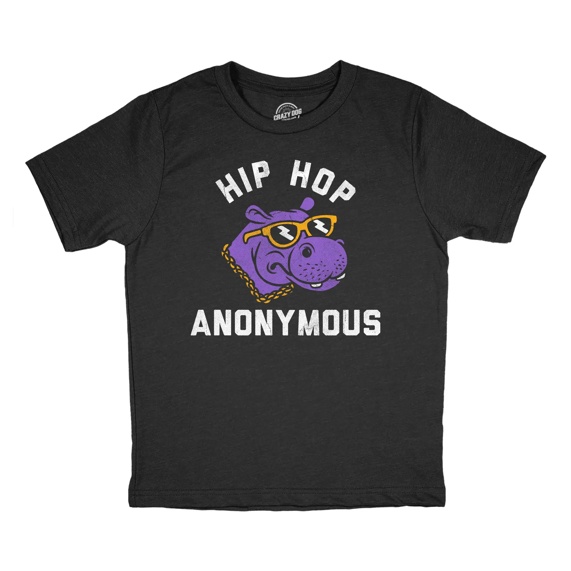Youth Funny T Shirts Hip Hop Anonymous Sarcastic Hippo Graphic Novelty Tee for Kids Funny T Shirts Funny Animal Short Sleeve Novelty Tees for Kids Black -