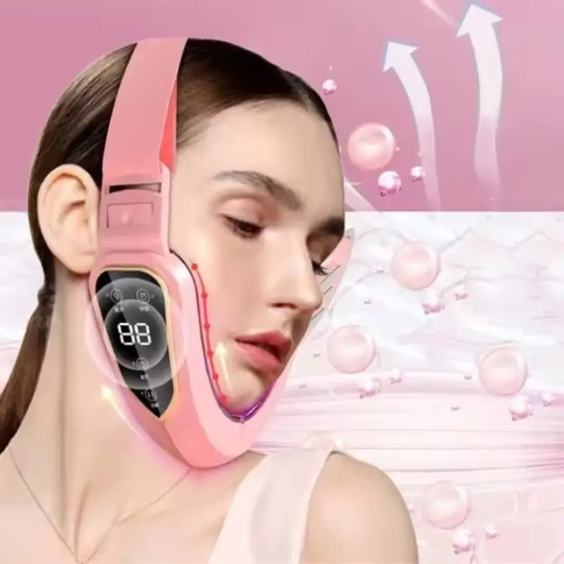 Electric V-Shaped Facial Massager with Built-In Battery, New Condition, Includes Batteries, Home Use Face Massage Tool, Facial Beauty Massagers