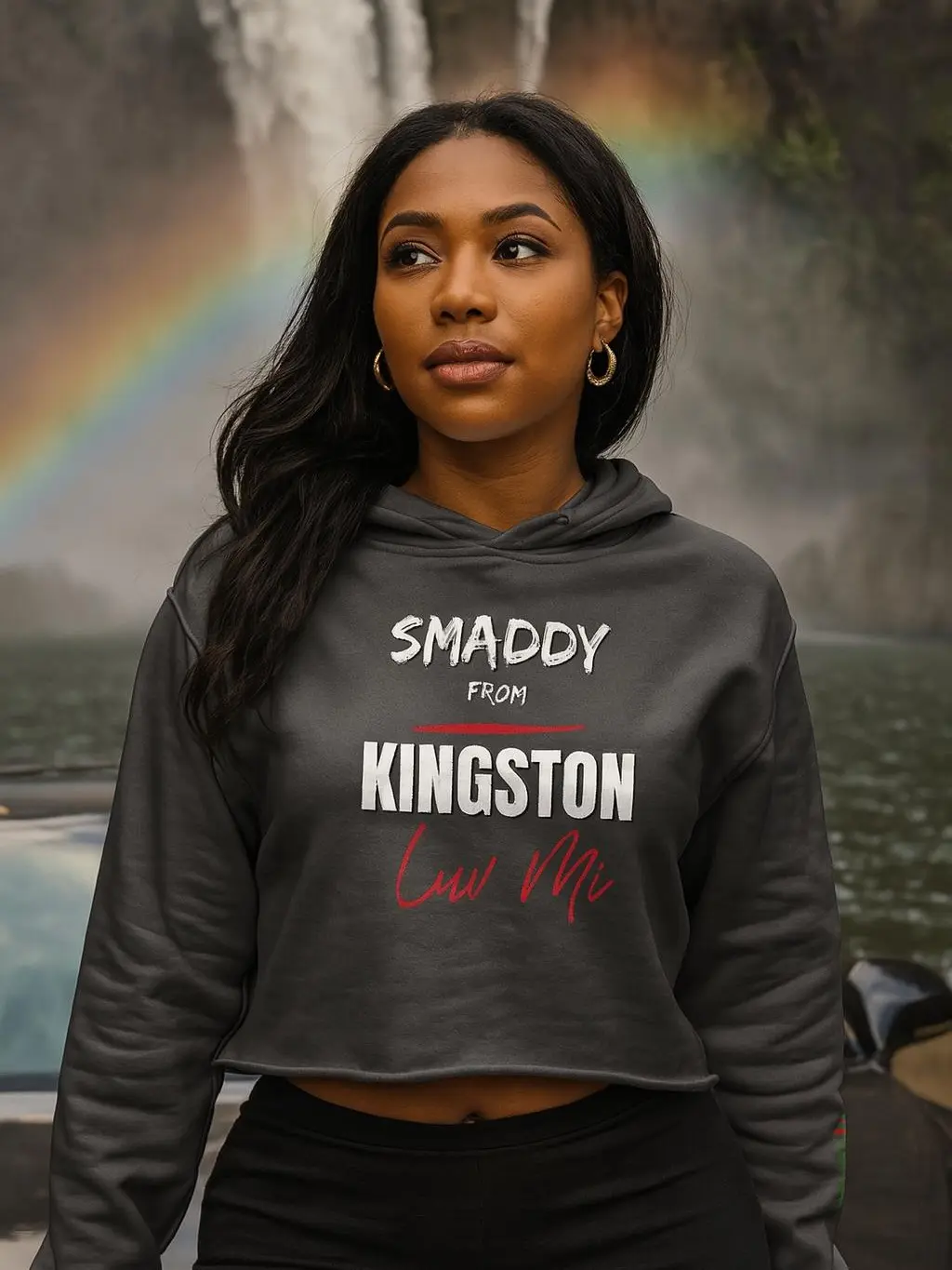 Smaddy from Kingston Luv Mi – Crop Hoodie | Barefoot Jamaica