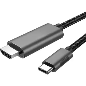 F-APT27  USB C to HDMI Cable for Home Office 6ft (4K@60Hz), USB Type C to HDMI Cable, Thunderbolt 4/3 Compatible with iPhone 15 Pro/Max, MacBook Pro/Air 2023, iPad Pro, Surface Book 2, Galaxy S24