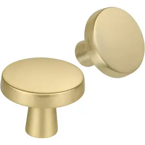 10Pack Brushed  Drawer Knobs - Brass Cabinet Knobs, Round  Knobs for Dresser Drawers