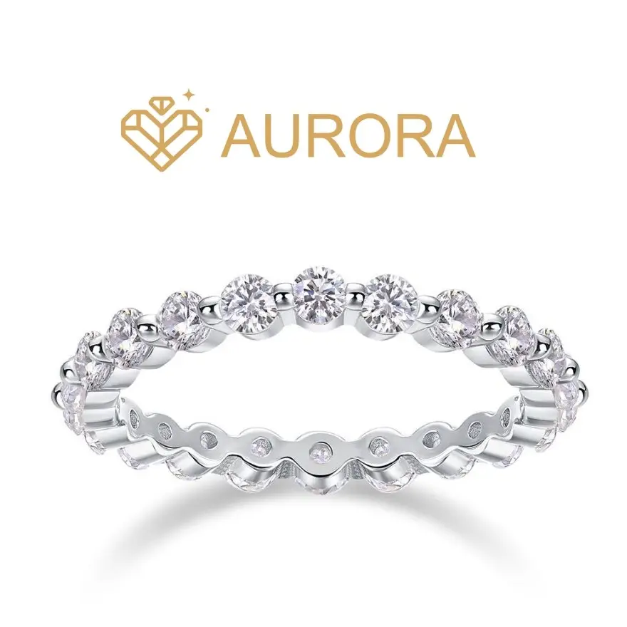 【#62 Honor】Moissanite Stackable band ring enhancer rings with 925 Sterling Silver Synthetic Moissanite