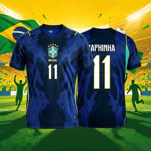 2026 Brazil National Away Blue Neymar Vini Raphinha Short Sleeve Soccer Jersey Fans Version