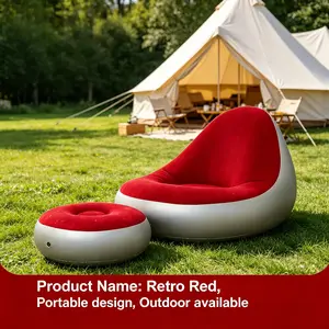 1 piece of plush inflatable lounge chair with foot pedals, foldable portable lounge chair, soft and durable design, suitable for living room, bedroom, balcony, camping and outdoor relaxation