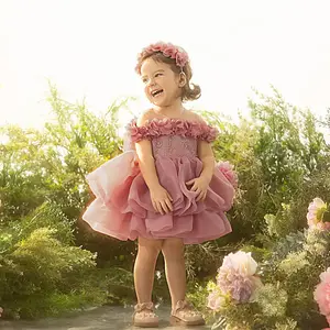 3103 Girl's first birthday dress puffy cake dress children's floral princess dress banquet dress