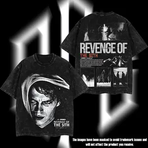 SuperStyle Anakin "Chosen One" Revenge Of The Sith Star Space Galaxy Warriors Edition Double-Printed Oversize Lightweight Acid-Washed Premium Cotton T-Shirt, Classic Soft Relaxed Fit Apparel, TV/Film Graphic Streetwear Menswear Top