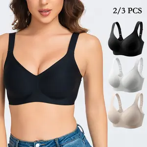 2/3 PCS Jelly Women Seamless Lift  Full Coverage Wireless Plus Size Comfort Soft Push Up Bralettes No Underwire Supportive Sports T-Shirt SummerVibes