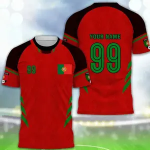 Custom Red & Black Tone Soccer Jersey, Personalized Soccer Fan Shirt, World Cup Name Top