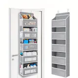 5-Tier Over-the-Door Hangable Fabric Storage Organizer with Large Mesh Pockets - Sturdy, Lightweight, Compact, No-Drill Easy Installation Functional Household Item for Closet, Bedroom, Pantry Room Storage, House Decor