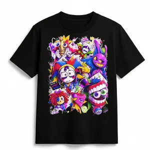 The Amazing Digital Circus Character Group T-Shirt | Pomni Jax Gangle Ragatha Caine Bubble Zooble Tee | Indie Animation Graphic Shirt | Unisex Cotton Fan Gift
