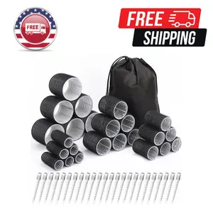 Hair Curlers Set with 24 Rollers (6 Jumbo, 6 Large, 6 Medium, 6 Small) and 24 Clips