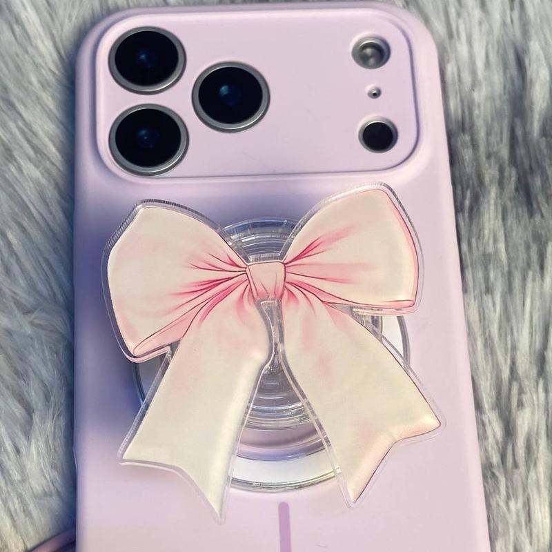 Pink Bow Magsafe Grip, Mangetic Popsocket, E Reader Grip Kindle Accessories, Girly Phone Holder