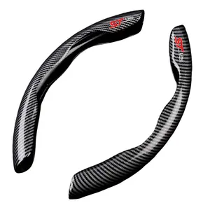 2pcs Carbon Fiber Anti-Slip Car Steering Wheel Cover, Compatible with Ford Models, Durable & Comfortable Grip, Easy Installation