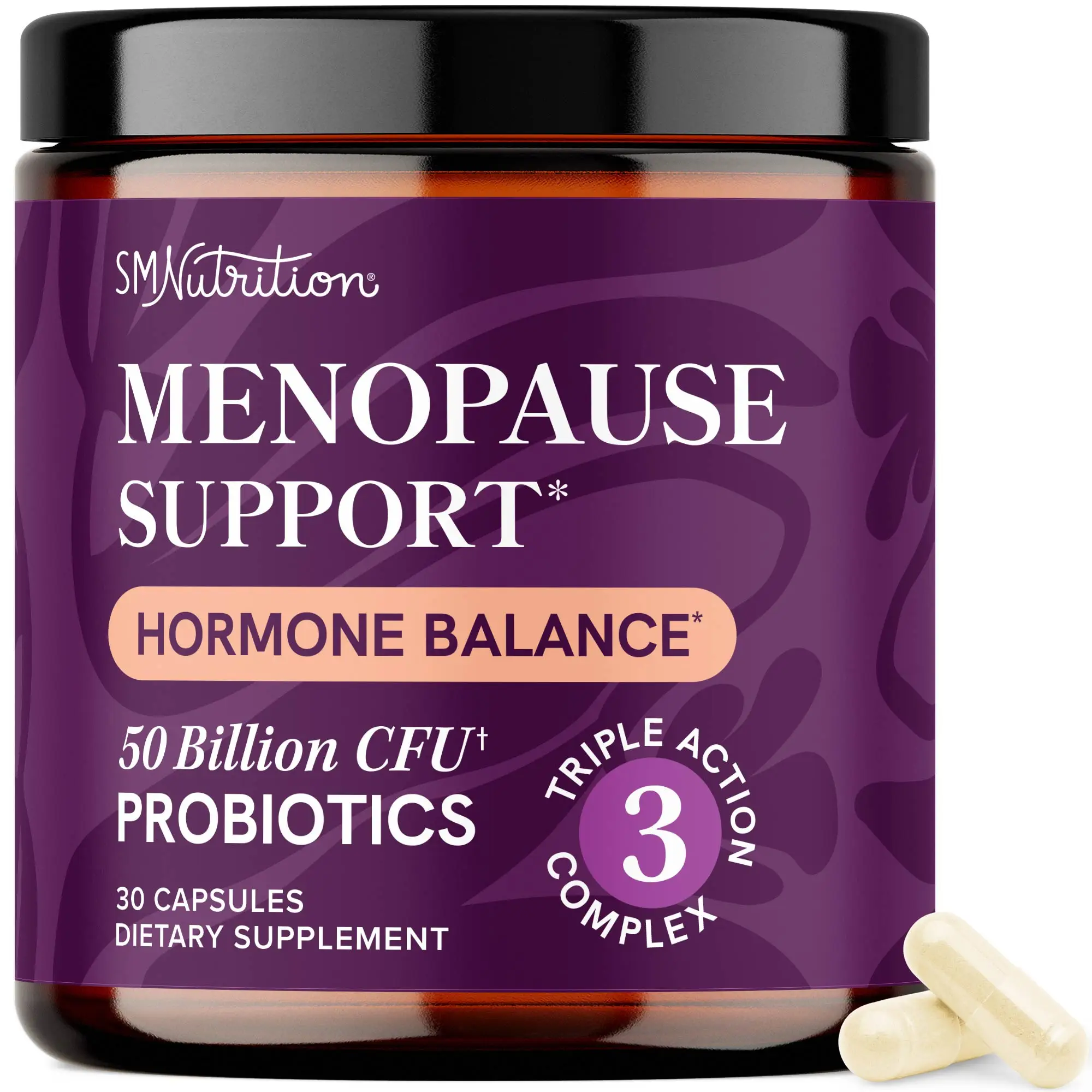 SM Nutrition Menopause Support with Prebiotics & Probiotics for Women 50 Billion CFU DIM & Black Cohosh for Hormone Balance Hot Flashes Night Sweats T