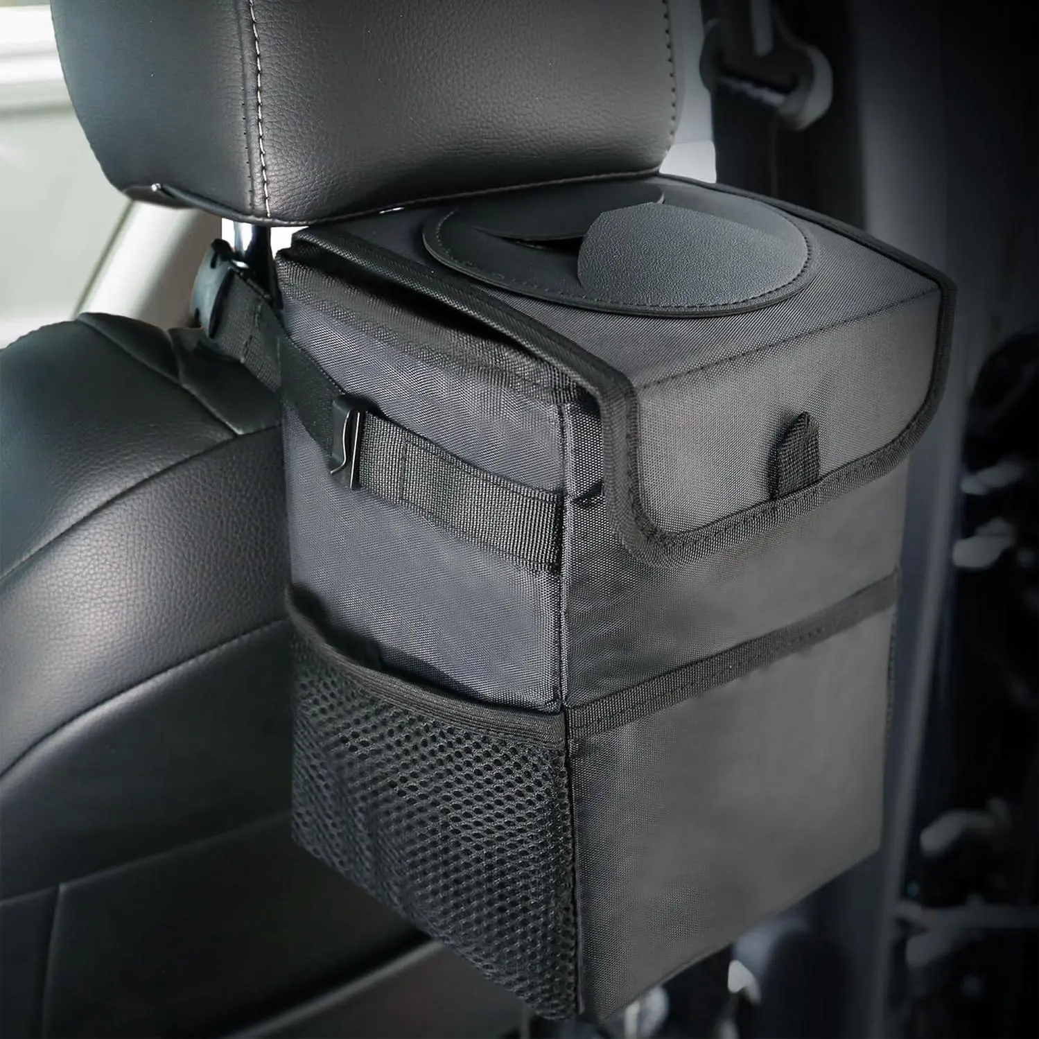 ZukMi Car Trash Can with Lid, Garbage Can for Car, 1 Count Multifunctional Car Trash Can, Car Organization Supplies, Waterproof Car Storage Box, Car Interior Accessories for Car Stowing & Tidying, Auto Trash Can