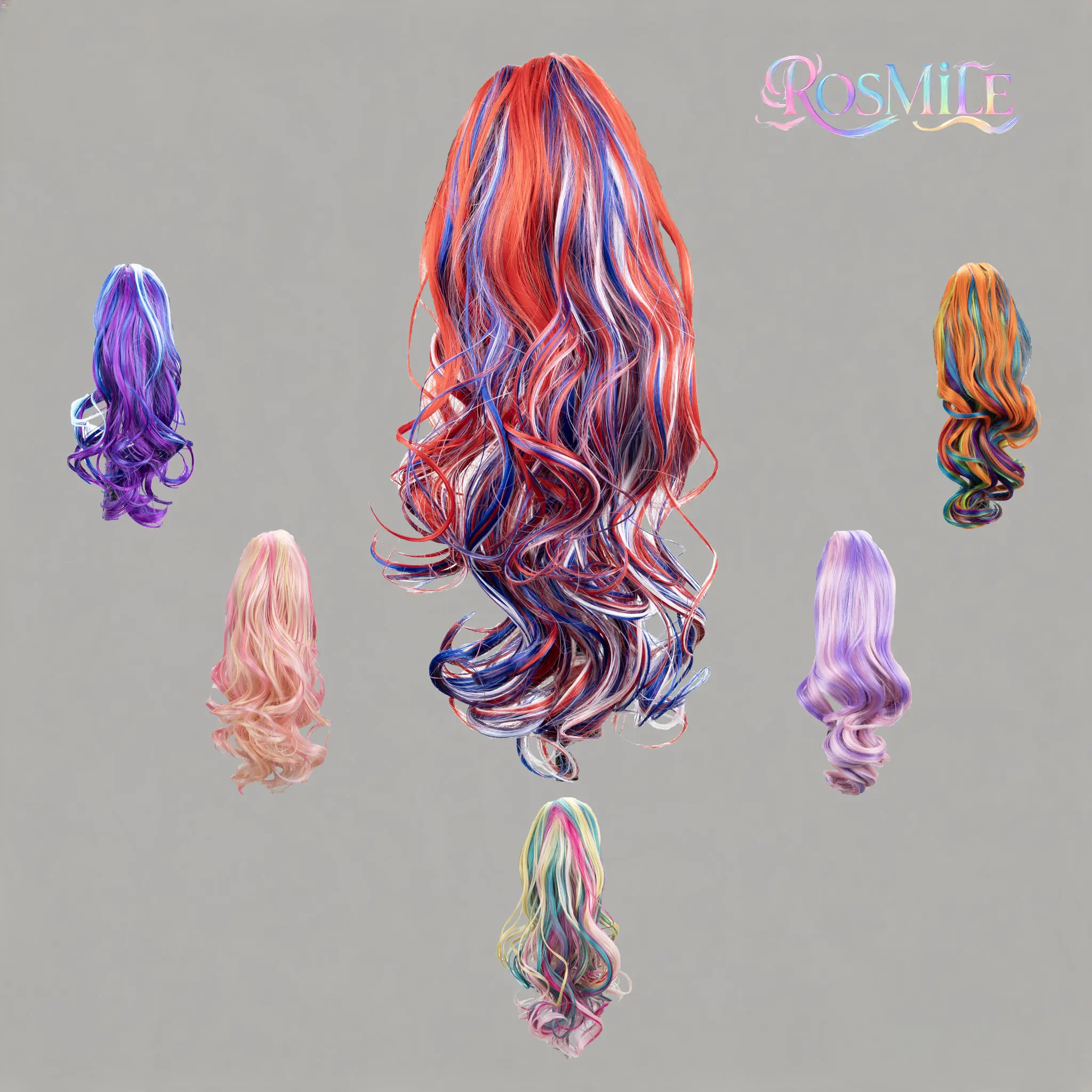 16 inch 41 cm ponytial, cheerlader hair, Soccer Tournament Hair Accessories, Party Hair Extensions, Flag Color, Party Color, Soccer Gifts, Gifts For Girls, Party Favor, Flag Color, Independence Day, Bright Color Ponytail, Colorful Ponytail