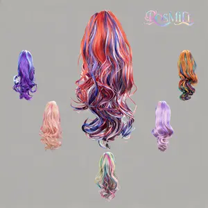 16 inch 41 cm ponytial, cheerlader hair, Soccer Tournament Hair Accessories, Party Hair Extensions, Flag Color, Party Color, Soccer Gifts, Gifts For Girls, Party Favor, Flag Color, Independence Day, Bright Color Ponytail, Colorful Ponytail