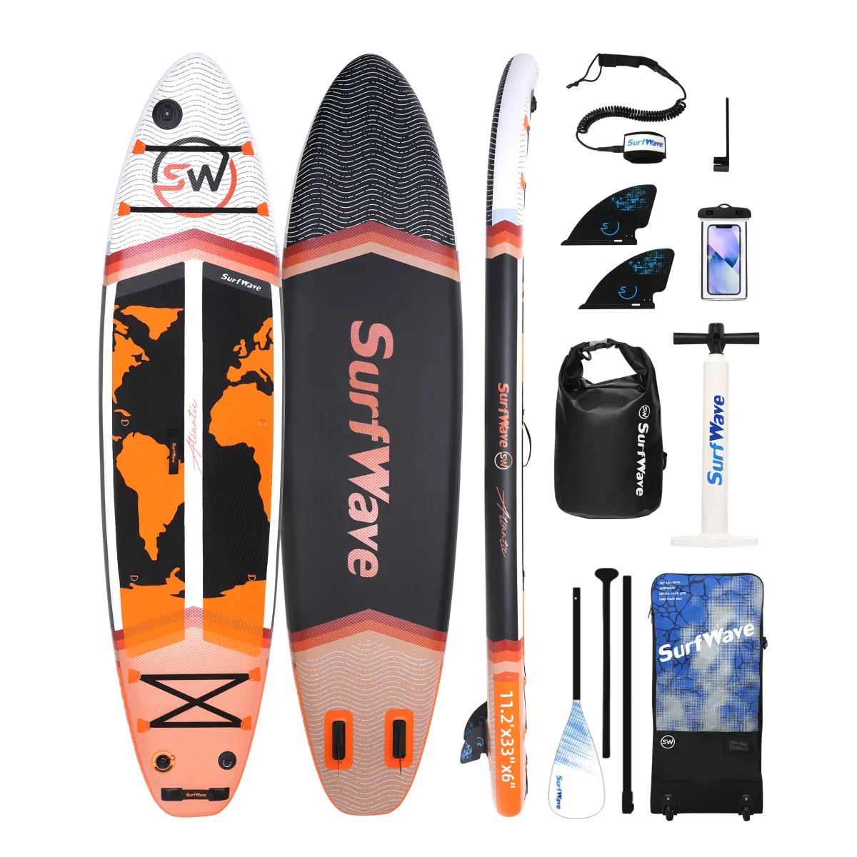 SurfWave 340cm Inflatable SUP Paddle Board 6 Inch Thick High Buoyancy Universal Travel Surfboard High Strength PVC Drop Stitch Material 12-15 PSI Pressure Stable Wide Deck All Water Floating Board for Beginner Adult Water Sports Outdoor Travel