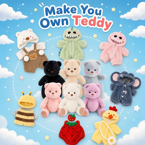GETAHUG 12-in Stuffed Animal Clothing Set - Clothes for Dolls, Adorable Teddy Bear & Elephant Costumes, Dress Up Doll Accessories for Holidays, Playtime Gifts