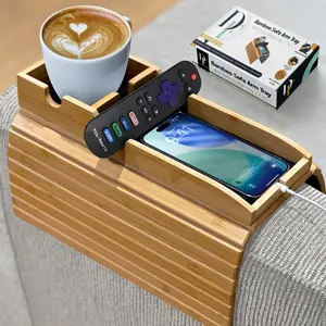 Bamboo Sofa Arm Tray Table – No-Slip Couch Organizer