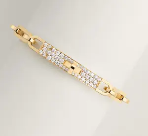 Pre-owned Hermes Kelly Chaine/gourmette bracelet, small model half paved size SH