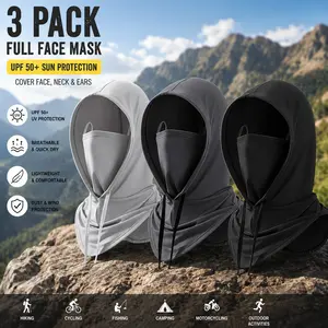 Adult Breathable Full Face Mask Set with UV-Protective Drawstring Balaclava Headgear for Motorcycle Riding, Hiking