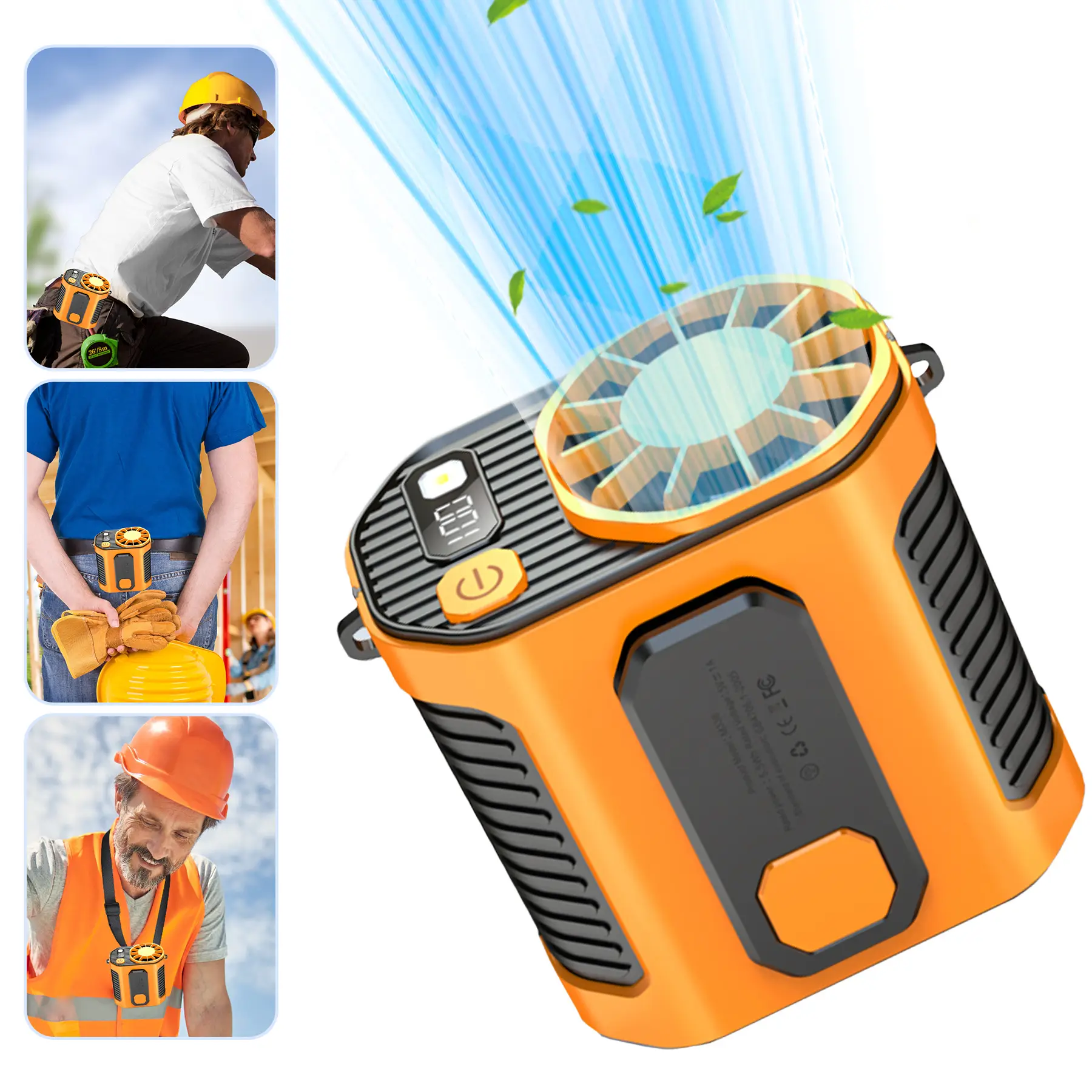 Portable Waist Clip Fan, Ultra-Long Standby Time With Flashlight, Rechargeable Battery Fan, Suitable For Work, Hiking, Fishing, Night Fishing