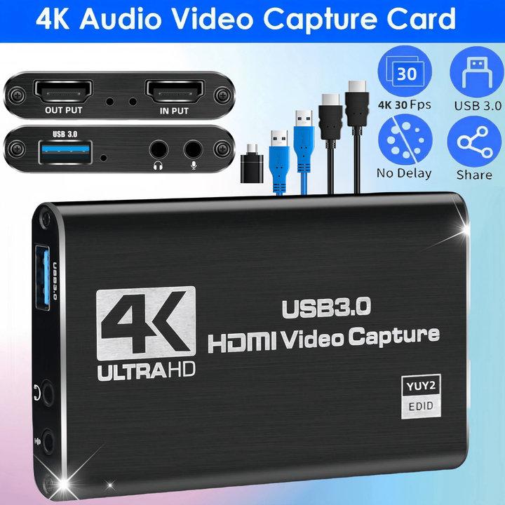 Capture Card Switch, Video Game Capture Card 4K 1080P 60FPS, HDMI To USB 3.0,Audio Video Capture Card, For Gaming/Live Streaming/Video Conference,  With PS4/PC/OBS/Camera/PC Accessories
