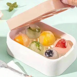 Silicone Round Ice Cube Tray, 6-Cavity Ball Mold, Perfect Circular Ice Blocks, Easy Release Whiskey Cocktail Tray, Home Bar Ice Molds
