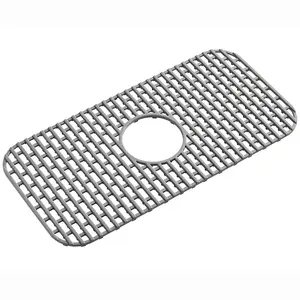 Silicone Sink Protector and Kitchen Sink Bottom Grid SVS2311GR, Heat Resistant Sink Mat in Matte Gray, Center Drain 22-7/8" L x 11-1/4" W x 0.5" H