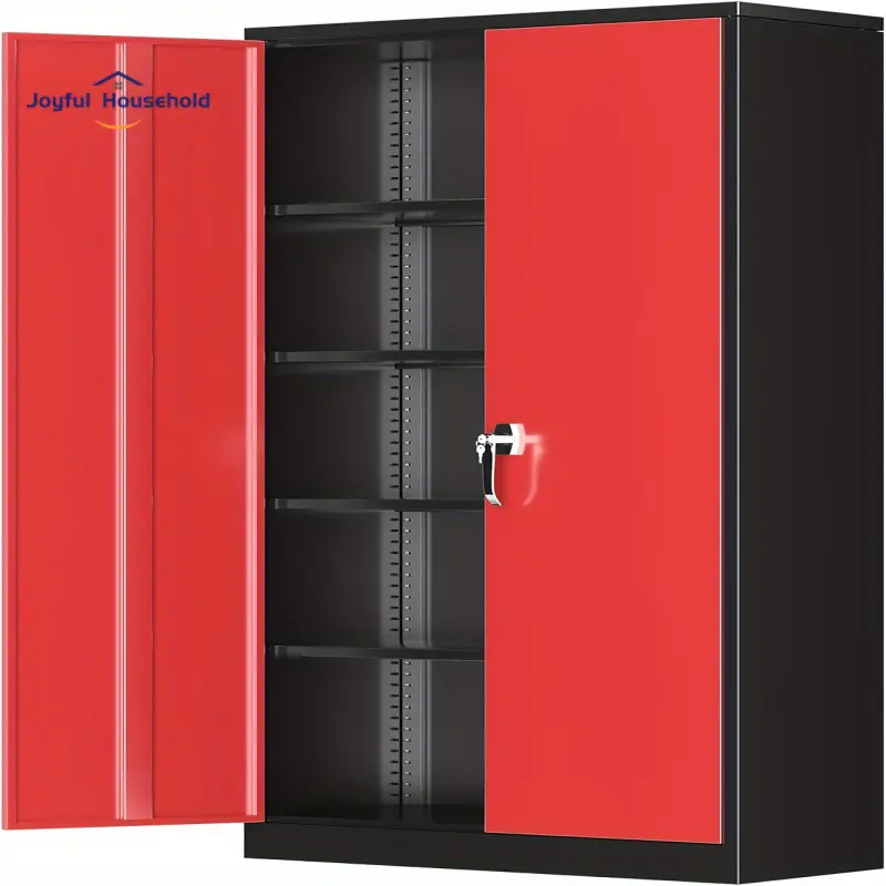 Living Room Bedroom Metal Garage Storage Cabinet, Steel Lockable Storage Cabinet With Doors And Shelves, Office Storage Cabinet Tall Metal Cabinet For Garage Office School Gym Warehouse